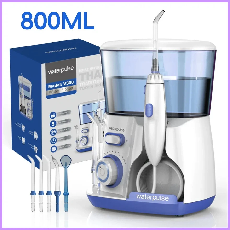 Waterpulse Electric Water Flosser Oral Irrigator, 800ML Large Capacity Dental...