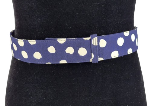Vintage 80s Ginnie Johansen Designs Inc Navy & White Polka Dot Braided Cord Belt - Picture 4 of 8