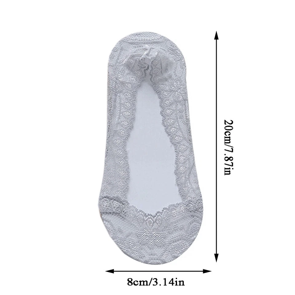 1-5 pares de calcetines invisibles de encaje para mujer corte bajo sin mostrar calcetines antideslizantes para barco Foto 4 de 4