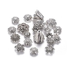 20 Bead Caps Antiqued Silver Spacers Findings Big Assorted Lot 5mm-20mm