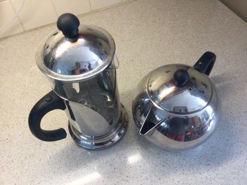 Vintage Large Cafetiere and Teapot Stainless Steel Black Handle - Picture 6 of 7