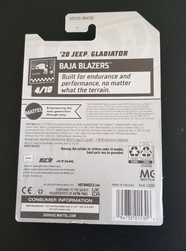 Blazer Hot Wheels 4/10 Baja 2022 08 ZAMAC '20 Jeep Gladiator 26/250 nuovo - Foto 6 di 6