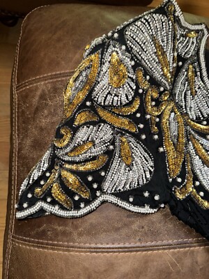 Laurence Kazar NewYork 100% Silk Size L Sequin Gold Silver Laurence Kazar NewYork 100% Silk Size L Sequin Gold Silver