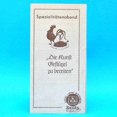 Hotel Drei Schwäne Zeitz 1988 | Speisenkarte Geflügel B