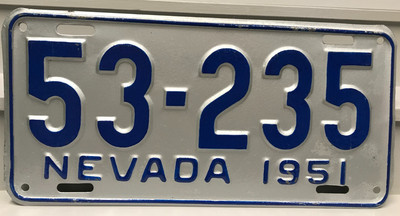1951 Nevada License Plate 53-235 Repaint