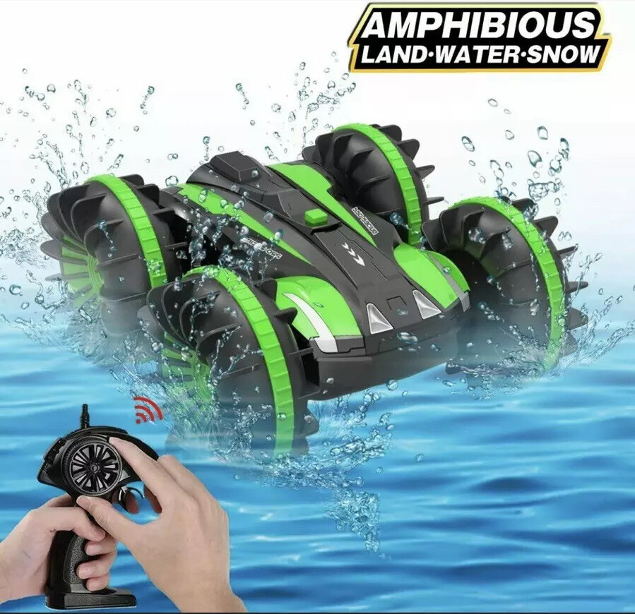 Joyfun Toys for 5-10 Year Old Boys Amphibious RC Car, Green