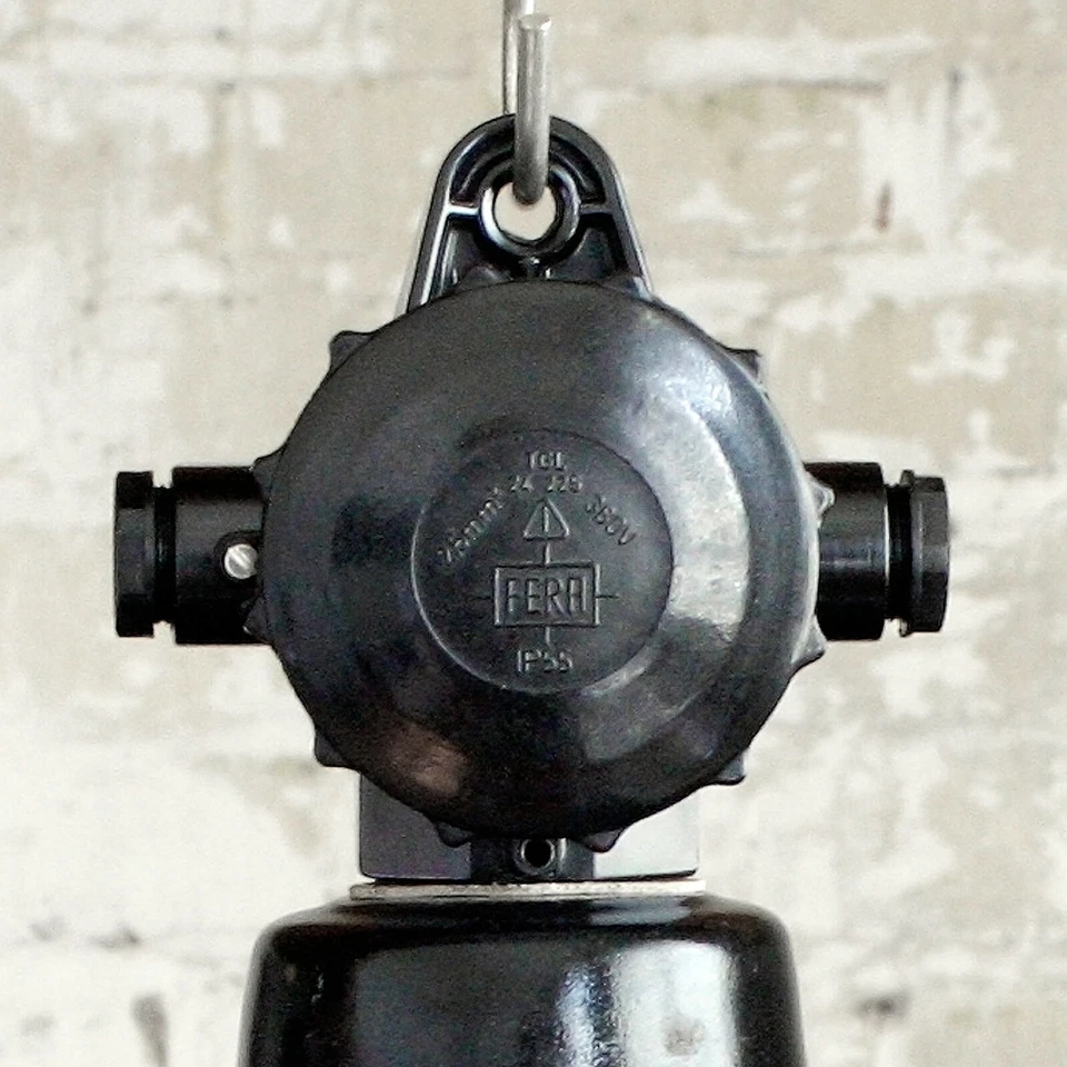 »EMATRE-S VITA« Emaille-Lampe Vintage Shabby Fabrik Leuchte Original alt Ø38cm+ - Bild 3 von 4