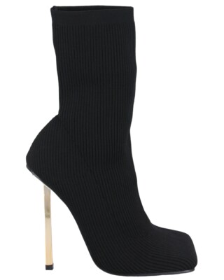 FLEXIBLE SCHWARZE STIEFELETTEN MIT GOLDEM ABSATZ STRETCH-SOCKEN-SCHUHE FÜR DAMEN