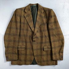 VTG Mens Suit 42 Jacket Sport Coat Rockabilly 80s 70s Wool Stripe Brown Short