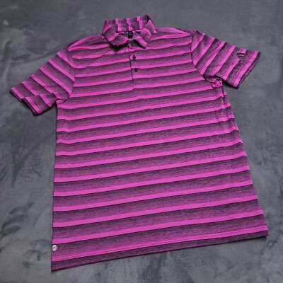 Adidas Golf Medium Pink Striped Short Sleeve Performance Polo Shirt Dry  Gear