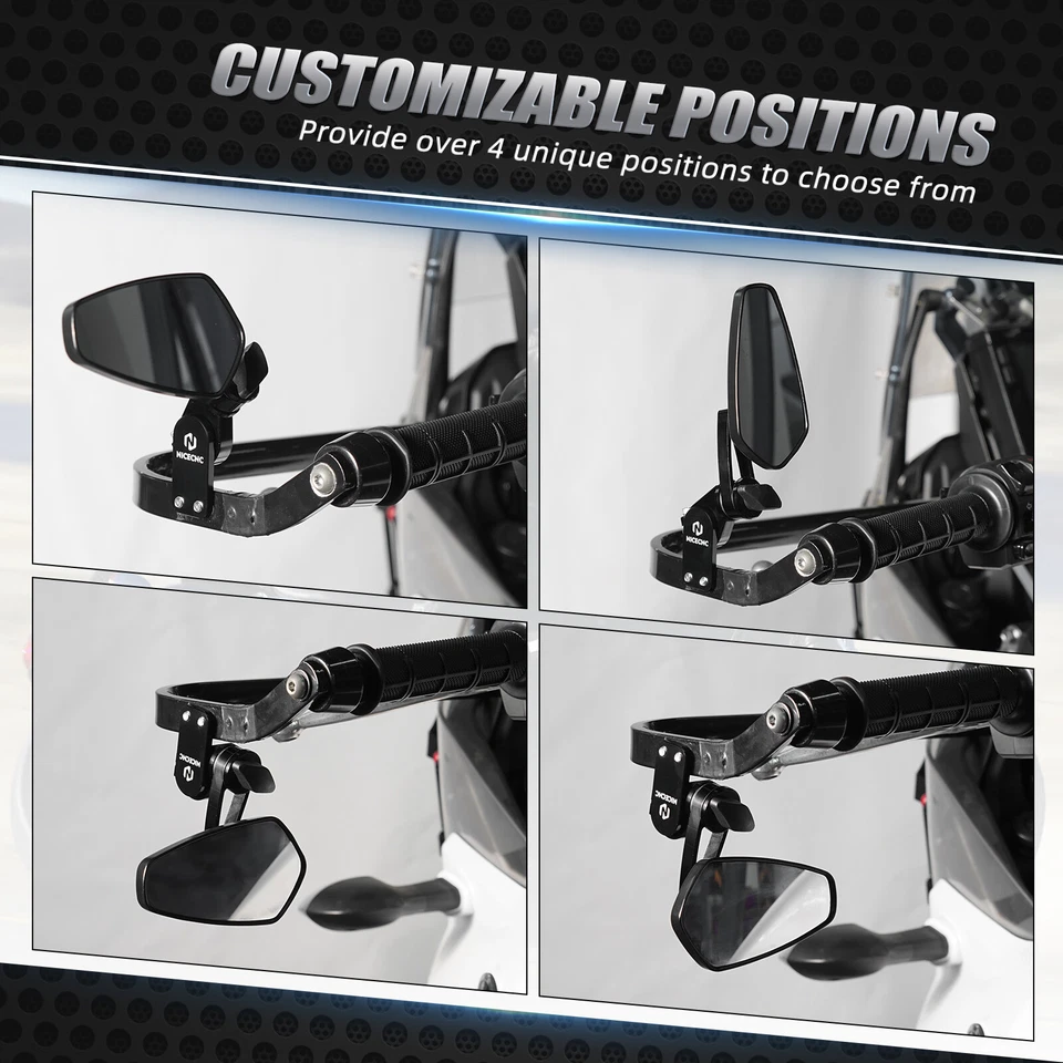 Par de kits de espejos retrovisores de flecha abatibles rápidos de aluminio para protector de mano universal para motocicleta Foto 3 de 4