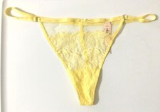 Victoria's Secret V-String Thong Panties Lemon Yellow XL Dream Angels Mesh Lace