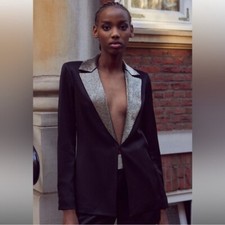 Alice  Olivia Eve Embellished Lapel Blazer Size Xtra Small