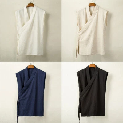 MenHan Chinesische Kleidung Tanktop Vintage Lässig Ärmellos Hemd Weste NEU - Bild 1 von 4