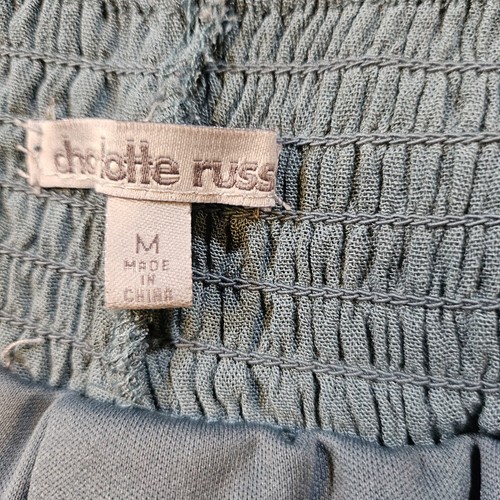 Smocked High Waist Flowy Crinkle Boho Hippie Festival Muted Blue/Green Shorts - Picture 6 of 13