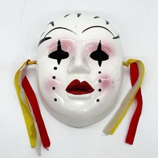 Porcelain Painted Venetian Mardi Gras Mask Wall Decor Carnival Masquerade GUC
