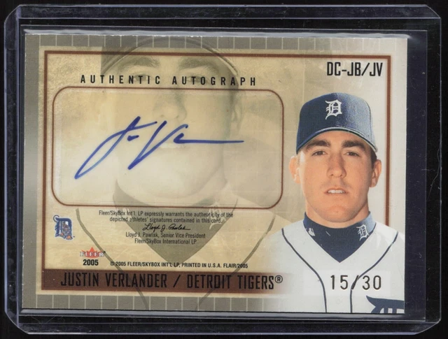 2005 Fleer Dynasty Cornerstone Justin Verlander Jeremy Bonderman /30 Auto