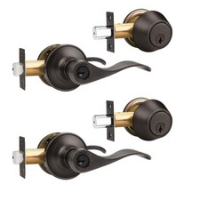 Gobrico Oil Rubbed Bronze Keyed-Alike Door Levers and Single Cylinder Deadbolts