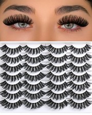 Lashes False Eyelashes Natural Wispy Fake Lash Strips 100D Big Long 18mm Stri...