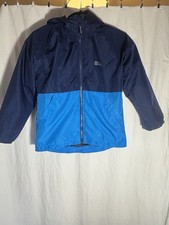 Eddie Bauer Kids Waterproof Jacket Small 7/8 Blue  Navy Full Zip Hood B38