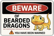 Bearded Dragon Warning Vintage Funny Tin Metal Signs Home D cor 8x12