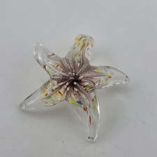 Art Glass Starfish Pendant Clear Multicolor Hand Blown Glass Decor Jewelry