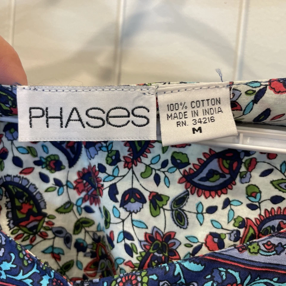 Vestido De Colección Fases Mediano MuuMuu Kaftan Casa Patio Algodón Cottagecore Paisley Foto 4 de 4