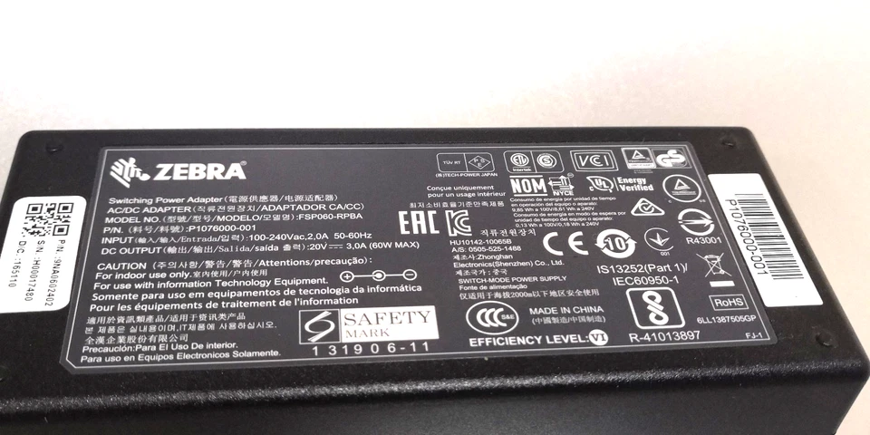 Original Zebra Netzteil P1076000-001, FSP060-RPBA Label Drucker Ladegerät 20V 3A - Bild 3 von 4