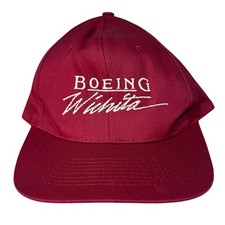 Vintage Boeing Wichita Hat Cap Snap Back One Size Red KC Mens Aviation Airplane