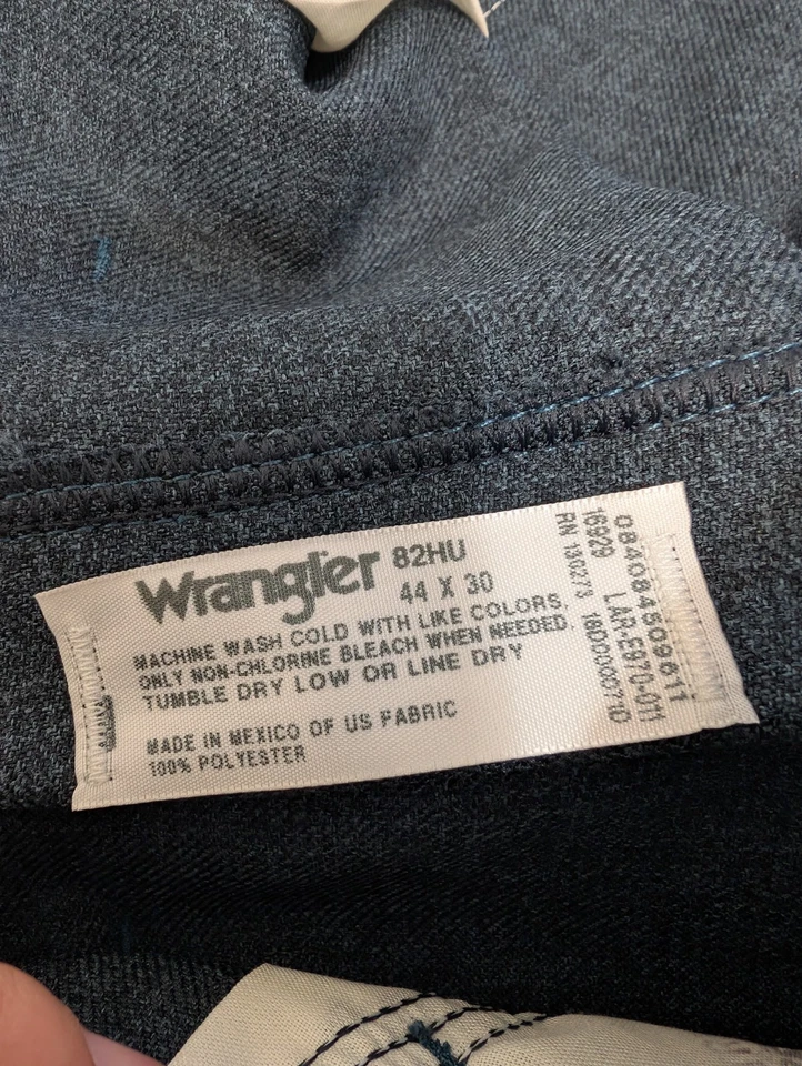 NUEVO Pantalones Rancher Wrangler Años 70 De Colección 44x30 Corte Bota 100% Poliéster Arrugas Foto 4 de 4