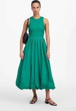 Madewell The Melody Bubble-Hem Smocked Midi Dress in Poplin Size Medium NWT!