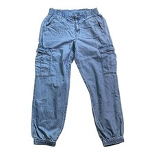 American Eagle Womens Blue Cargo Pants Size 8 Regular Elastic Waist Vintage u