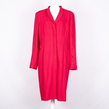 Vintage Giorgio Armani 100% Wool Shawl Collar Dress Made in Italy SZ 14 Fuschia