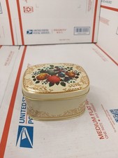 Vintage Decorative Floral Tin English Trinket Dish Container Organizer Tea Box 