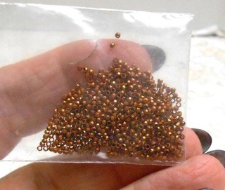 Antique French Cut Steel Beads in Rusty Orange Loose in Pack
