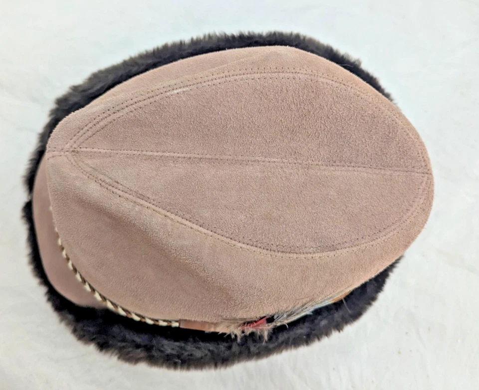 Sombrero Fedora De Colección Años 60 Para Hombre Marrón Piel Sintética con Pluma Mediana Foto 3 de 4