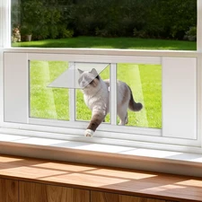 NAIZEA Pet Cat Door for Window, Adjustable 22.83"-34.65"W Window Cat Door Insert