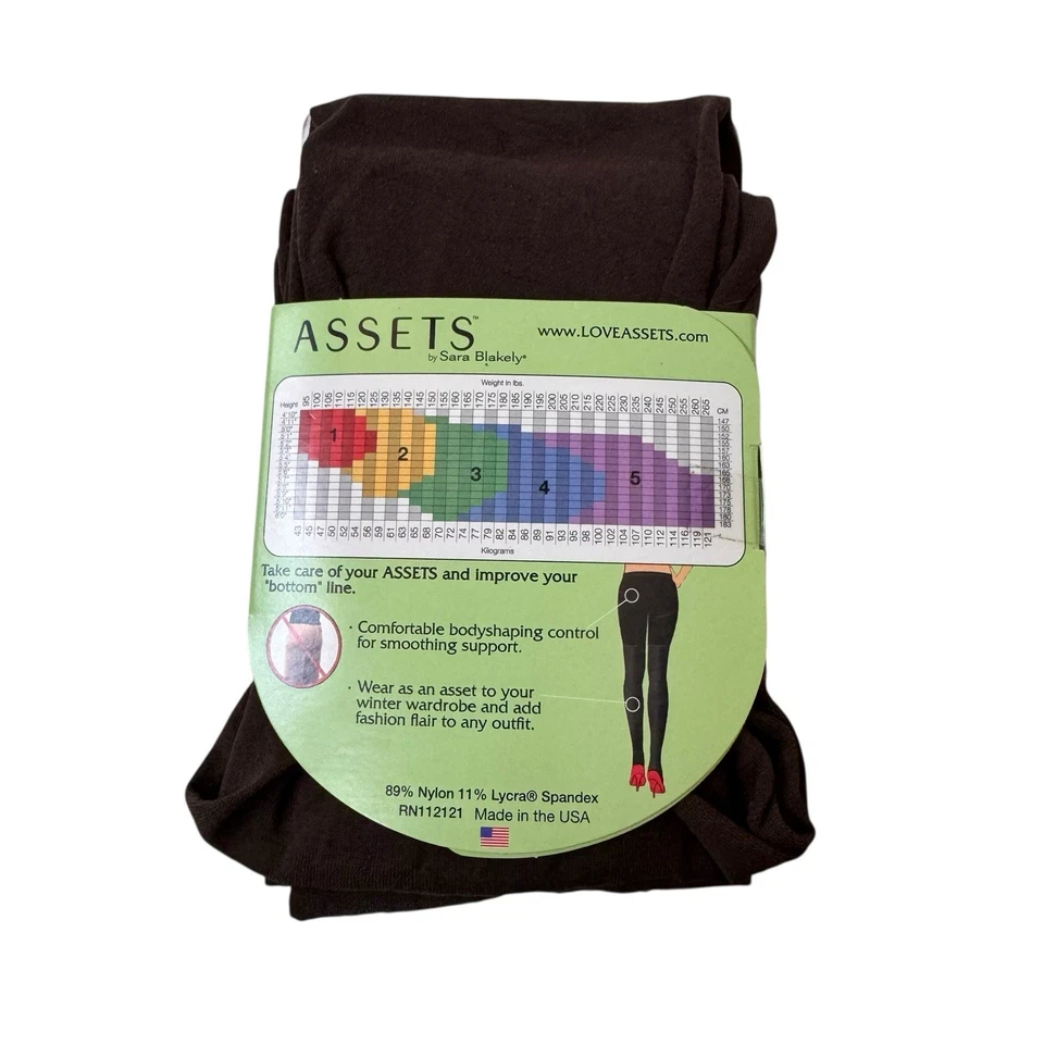 Assets Sara Blakely 惊人的紧身衣棕色 158 尺寸 2 尼龙氨纶不透明新品 — 第 2/4 张图片