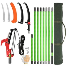 26ft Manual Pole Saw, Lightweight Tree Trimmers Long Handle Pruner Set Green