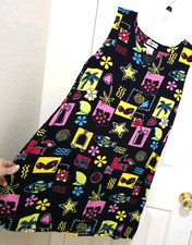 Mango Bay BEADED Hawaiian Beach Travel Dress Large Palm Tree Margarita Pink Blue
