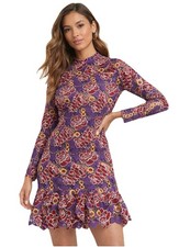 ASOS Floral Lace Mini Dress Long Sleeve Scalloped Hem Romantic Boho Size 2