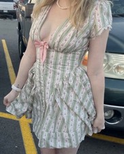 House of CB “Emiliana” Dress Medium Pink Green Floral