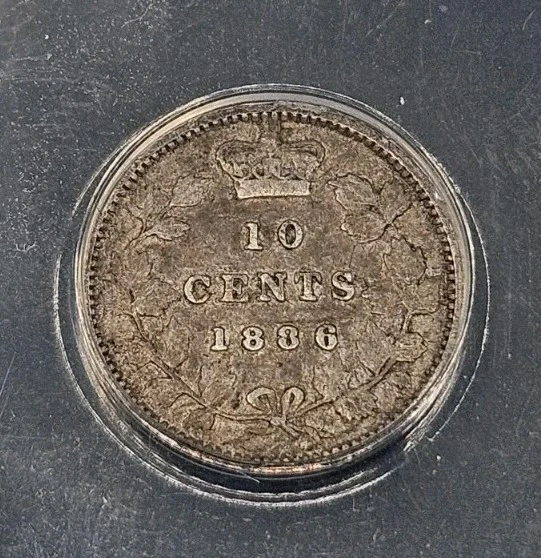 1886 (Large Knob 6) Canada 10 Cents | ANACS VF20 Details, Damaged - Image 3 of 4