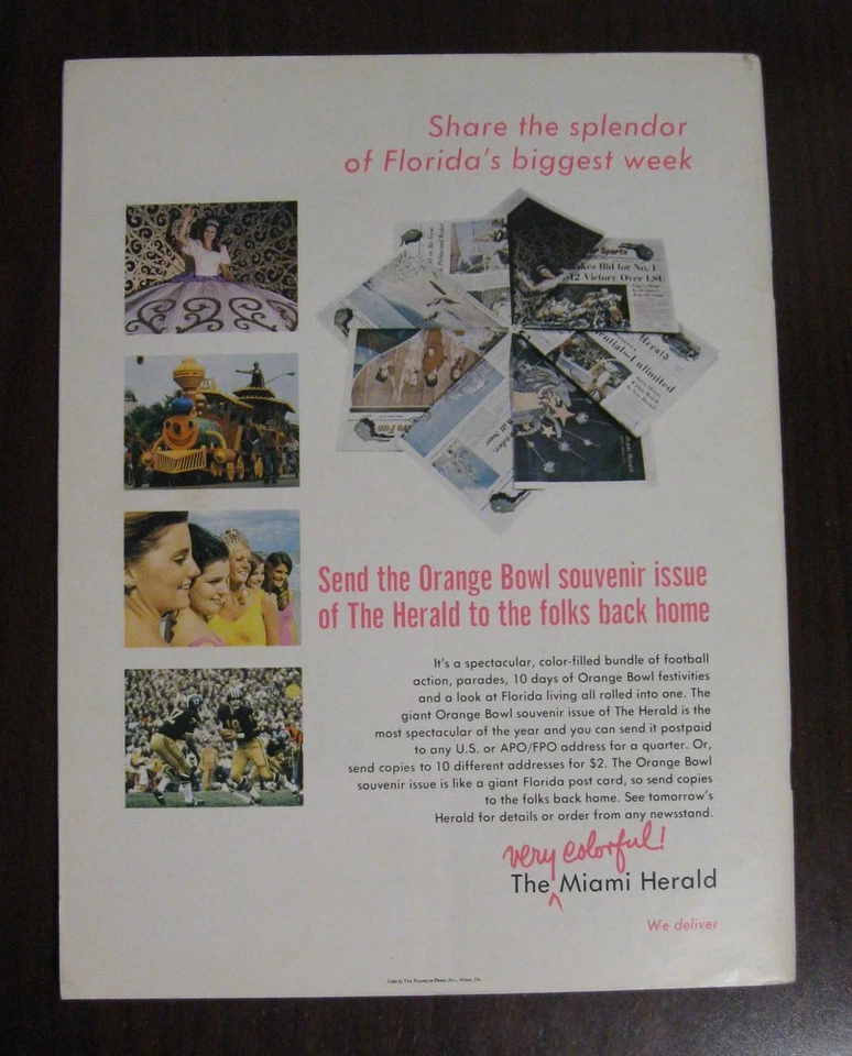 1972 Alabama vs Nebraska Orange Bowl Classic Football Program Miami Florida - Image 2 of 4