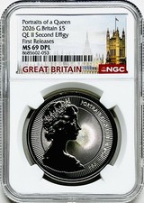 2026 GB 5PD NGC MS69 DPL QEII PORTRAITS OF A QUEEN - 2nd EFFIGY FR (TOP GRADE)