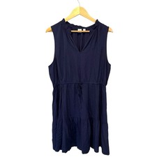 Gap Women's Navy Summer Sleeveless Dress Size XL V Neck Ruffles Nautical