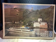 F.X. Schmid 500-piece jigsaw puzzle featuring a scene of the Rhine River Germany
