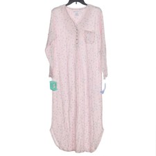 Eileen West Pink Floral Long Sleeve Nightgown Sleep Dress Women's Small NWT