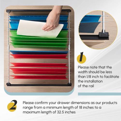 12 Pcs Metal Adjustable File Cabinet Rails Set Include 8 Hanging File Rail Cl... - Picture 7 of 7