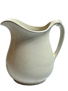Antique Vintage White Ironstone Pitcher Jug Homer Laughlin USA 8" w CRAZING